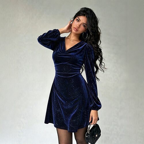 Swinging collar and waist cinching dress 荡领收腰连衣裙女