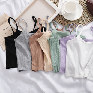 Outer Color Camisole2022螺纹纯色外穿吊带背心 Solid Threaded