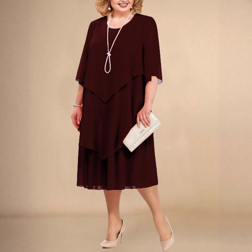 Round-necked flared skirt dress for women圆领荷叶边连衣裙女