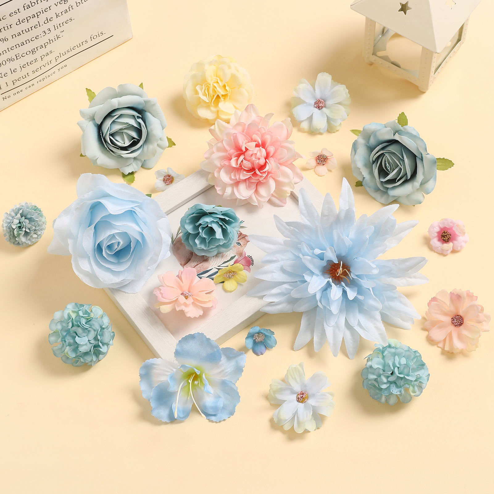 仿真花材料包玫瑰牡丹手工花环