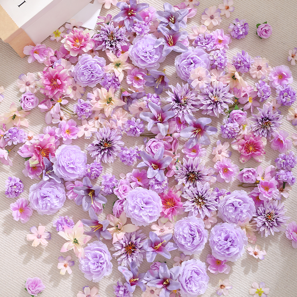 紫色系仿真花混搭花朵diy材料包