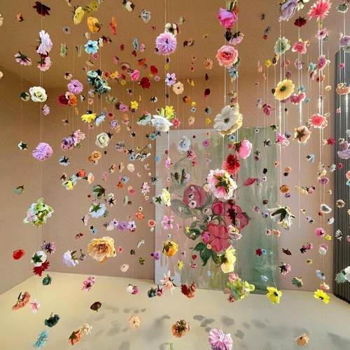 仿真花帘花瓣雨瀑布花朵场景布置