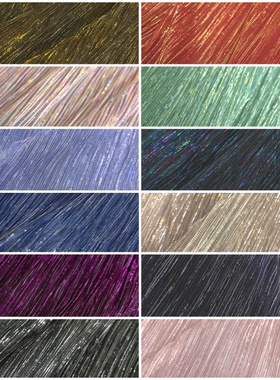 柔软网纱双压褶树皮皱电光肌理面料 婚礼布置纱幔抗皱亮丝衣布料