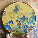 饰画 千里江山图景泰蓝掐丝珐琅画diy手工材料包圆形青山绿水装