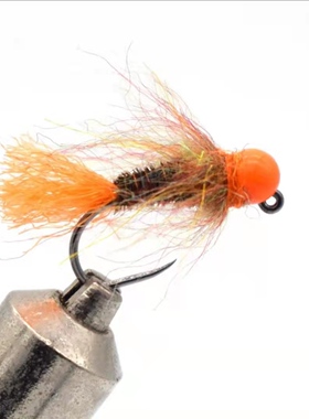 欧若若虫飞蝇钩Euro Nymph钨头加重沉水Jig绑制无倒刺钩 钓大眼鳊