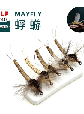 蜉蝣Mayfly飞蝇钩 鹿毛CDC干式浮水毛钩蚊虫假铒 白条马口鳟鱼