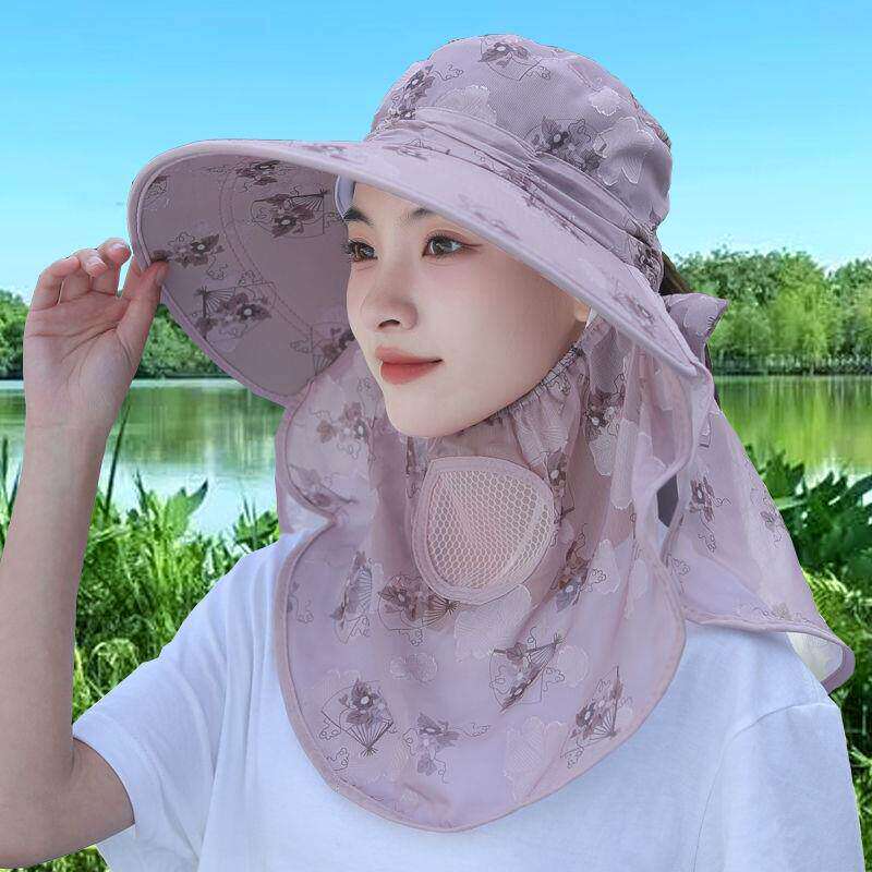 时尚百搭防晒遮阳帽遮脸护颈防紫外线太阳帽夏天遮全脸采茶帽新款