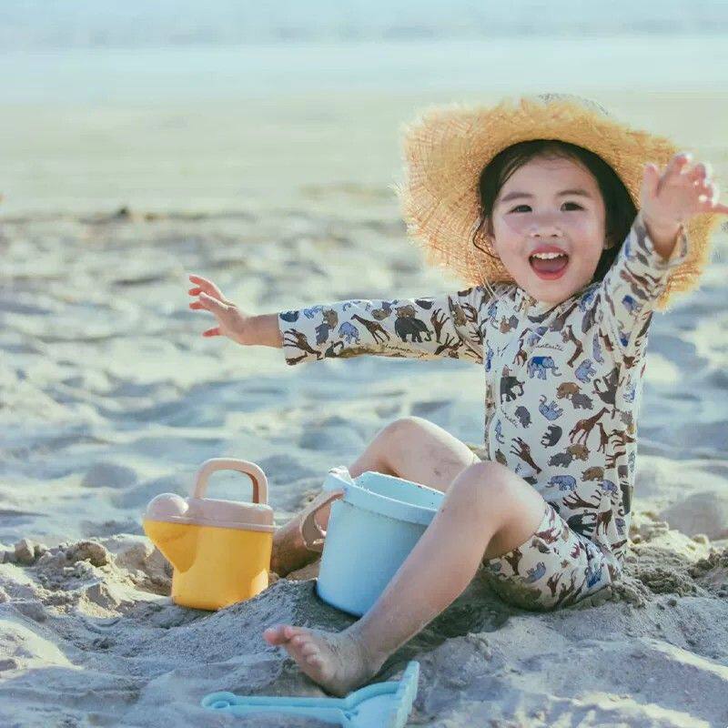 儿童泳衣女童连体长袖防晒速干宝宝游泳衣男童温泉服女孩沙滩泳装