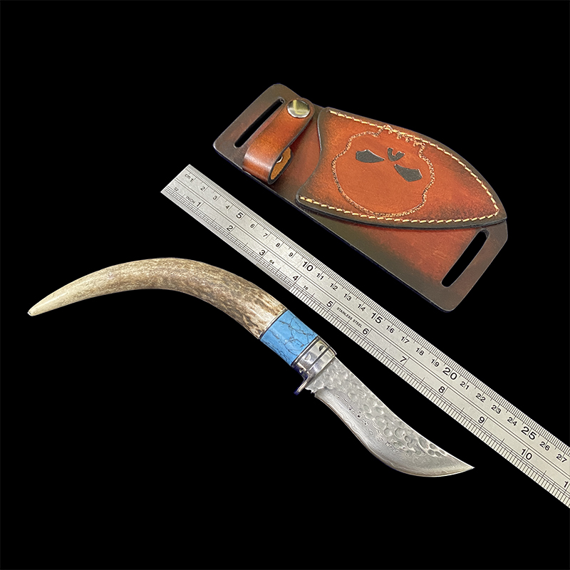 手工锻打大马士革钢高硬度锋利小刀精致手柄握感舒适水果刀果蔬刀