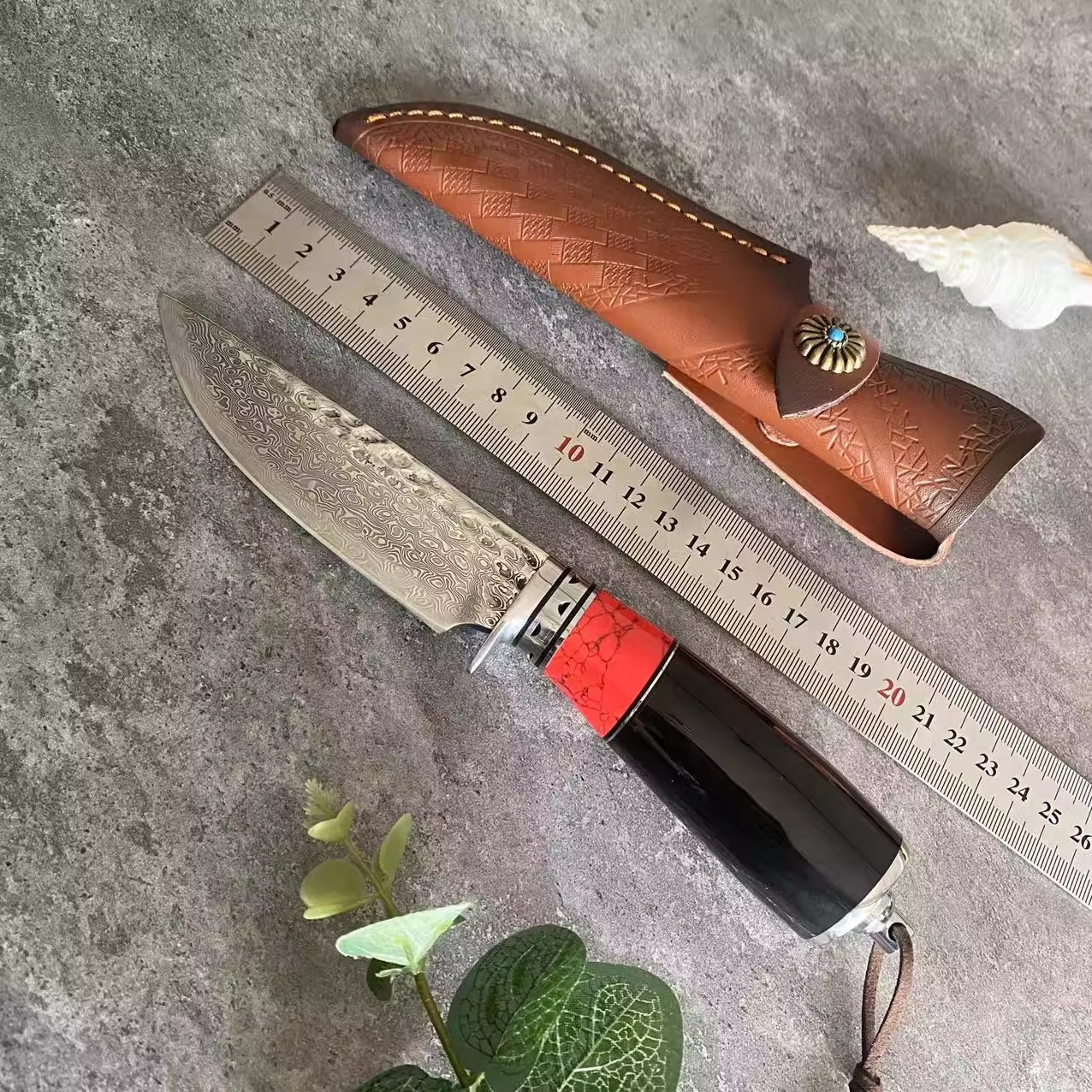 大马士革钢VG10折叠锻打水牛角手柄高硬度锋利水果刀露营户外刀具