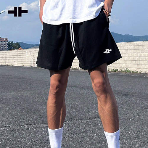 破冰美式篮球短裤男夏季跑步透气五分裤健身休闲网眼黑色运动裤子