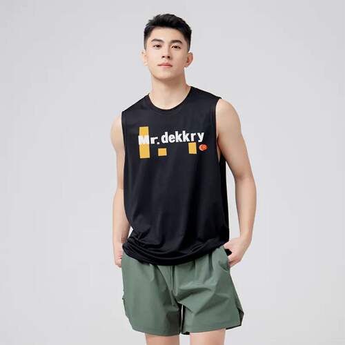 Mr,dekkry宽肩篮球背心美式印花运动男夏季凉感速干无袖T恤透气