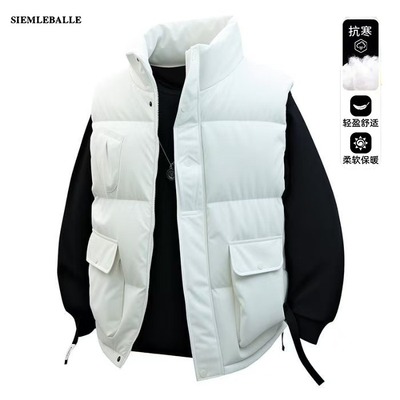 日系复古工装立领棉服马甲男秋冬加厚坎肩无袖外套背心保暖潮休闲