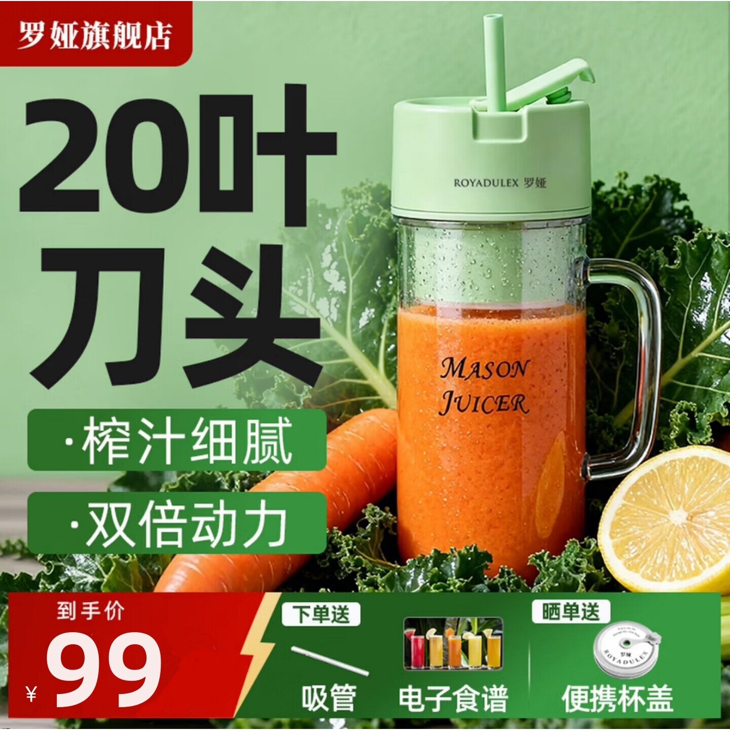 罗娅榨汁机小型便携式家用打奶昔