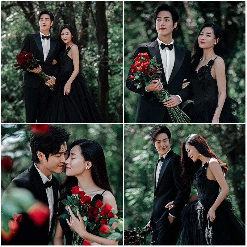2025年影楼婚纱照新样片情侣黑纱外景森系主题摄影客片样照626