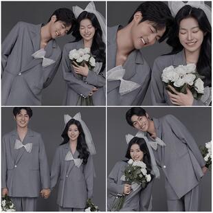 影楼摄影婚纱照新样片室内情侣西装韩式极简主题客片样照664