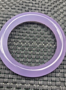 厦门玛瑙村天然玉髓 紫罗兰手镯 通透纯色圆条宫廷款带证书