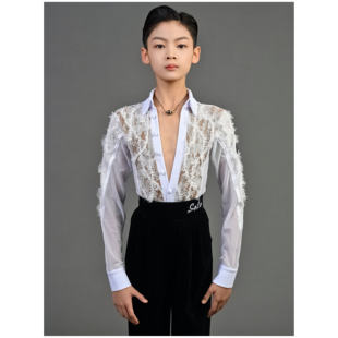 SOLOWUFU高级定制拉丁舞花服男少年儿童奢侈风系列比赛表演专用