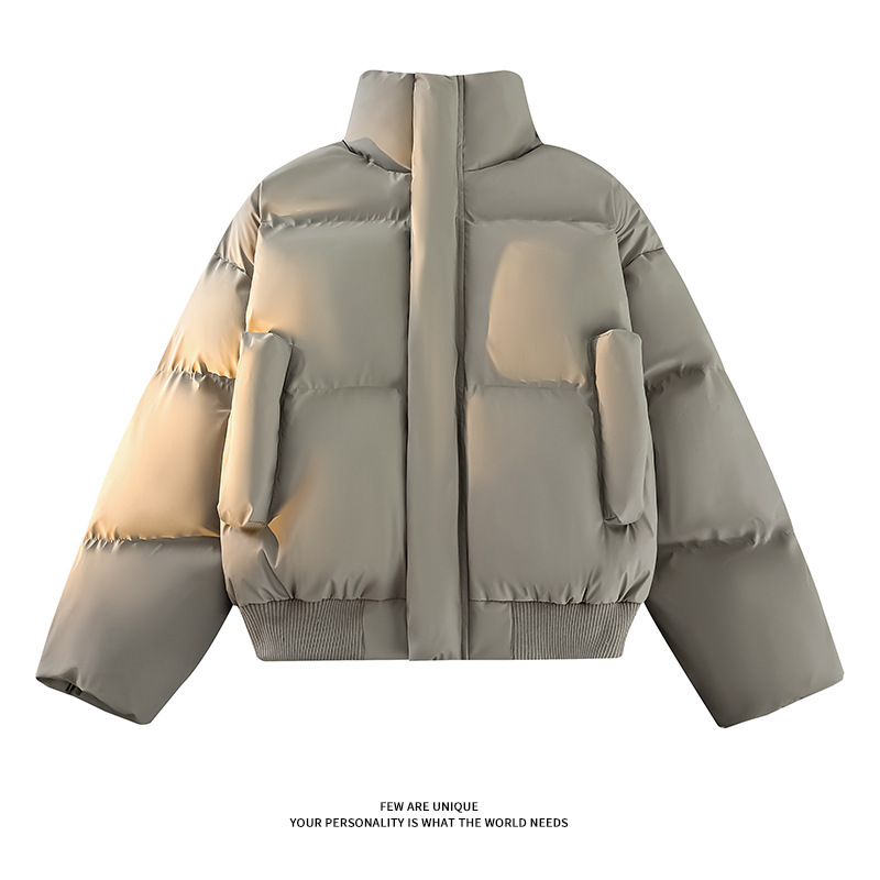 NKAOLpu皮棉服男冬季痞帅棉袄短款立领宽松面包服棉衣外套