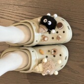 花DIY可自由拆卸 花可爱毛绒球crocs立体鞋 适配卡洛驰洞洞鞋 配饰鞋