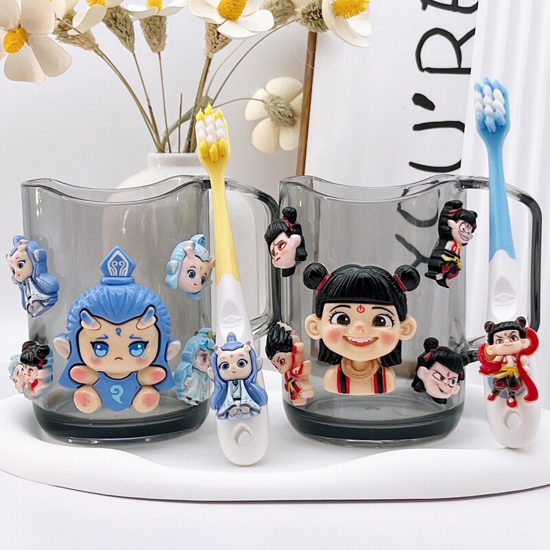 哪吒儿童卡通牙刷漱口杯2-12岁宝宝敖丙刷牙杯刷牙杯子壁挂洗漱杯
