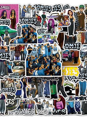 50张美式复古街头风贴纸homies嘻哈西海岸说唱rap贴画电脑手机贴