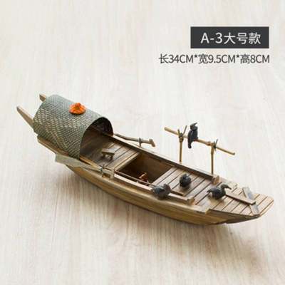 江南乌篷鱼缸水漂池景微缩手模型品纯工木船迷你饰浮造小船