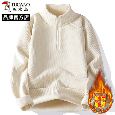 啄木鸟宽松雪尼尔中领品牌毛衣男
