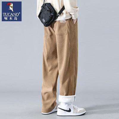 正品啄木鸟灯芯绒加绒工装休闲裤