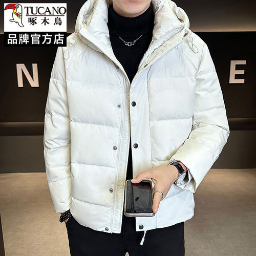 啄木鸟白色羽绒服加厚防寒