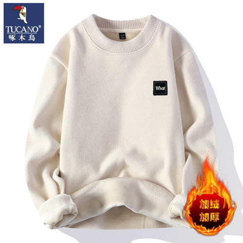 啄木鸟半高领一体绒毛衣