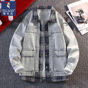 男夹克潮流褂子工装 潮牌痞帅宽松春秋款 外套 新款 啄木鸟2025年秋季