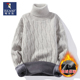 服保暖混纺打底针织衫 啄木鸟高领毛衣男冬季 加绒加厚复古纯色毛衫