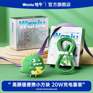 适用苹果手机iPhone17 哇牛小方块快充充电头器PD数据线套装 12promax车载1.5米XR 龙年限定版