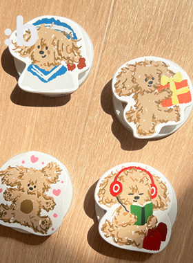 a:b原创潦草小狗系列仿实木支架手机气囊可爱粘贴磁吸送礼自用