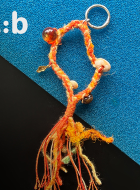 a:b原创进口尼泊尔纯手工编织手搓短款手机绳藏式中国风方便拆卸