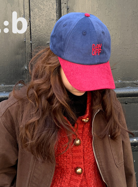 a:b原创dayoff鸭舌帽棒球帽cp系列男女同款红蓝配色软顶运动帽