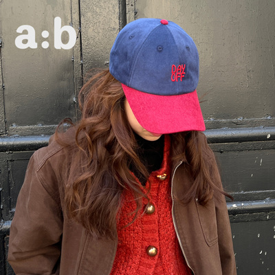 a:b原创dayoff鸭舌帽棒球帽cp系列男女同款红蓝配色软顶运动帽