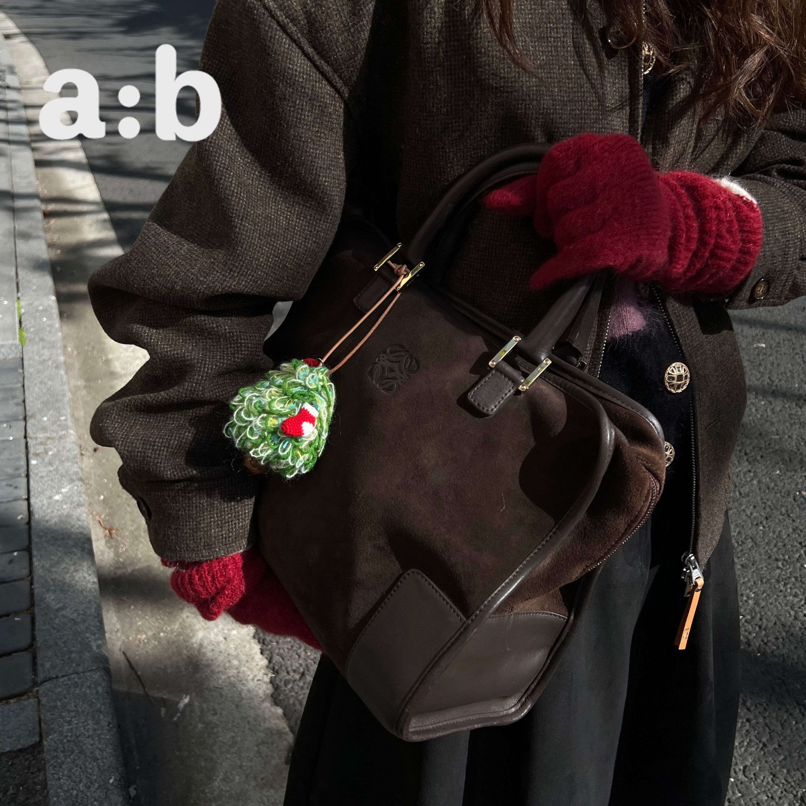 a:b原创纯手工编织钩针可爱圣诞树包包挂件包饰可爱挂件