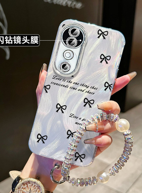 适用vivos19手机壳s18pro黑色蝴蝶结带支架s17新款s16女保护套s15全包防摔vivos17t自带镜头膜小众高级感外壳