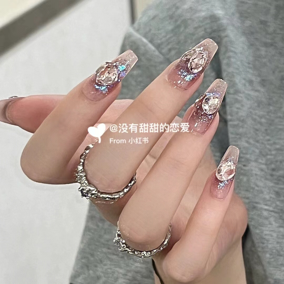 糖果宝盒闪堆钻显白美甲假指甲成品穿戴甲定制手工贴片高级感可拆