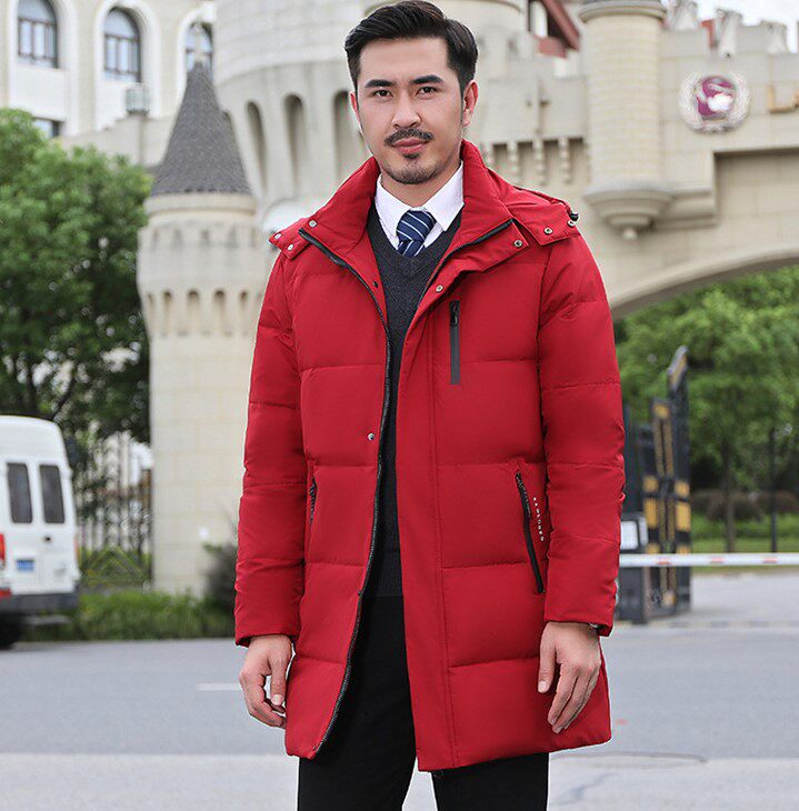 高端品质中年男本命年红色羽绒外套中老年爸爸父亲爷爷枣红羽绒服