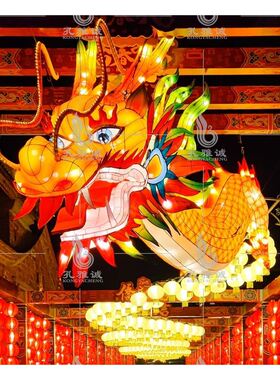 长廊龙头花灯传统龙灯笼吊饰端午节龙头挂件舞龙道具定制龙头元宵