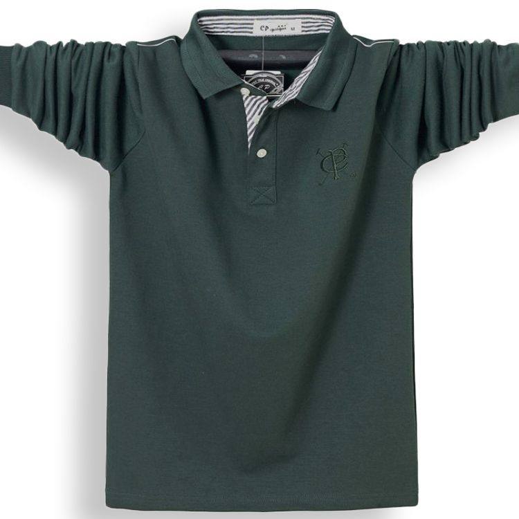 加肥加大翻领长袖T恤男装潮流春秋季纯棉肥佬大码商务休闲polo衫