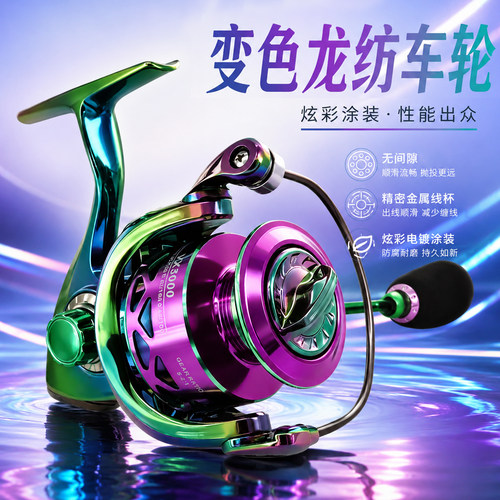 变色龙炫彩路亚远投纺车轮