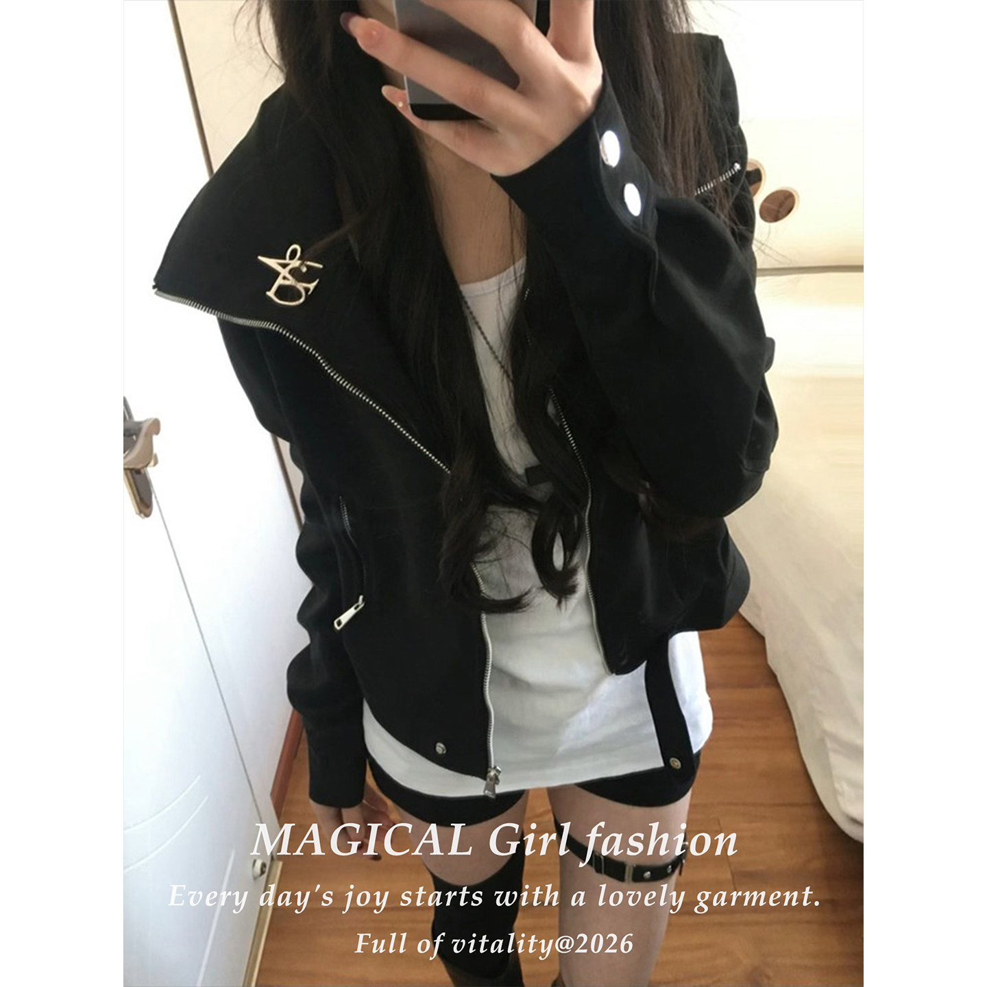 韩系穿搭高级感短款夹克外套女款图片