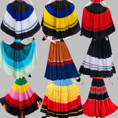 新款 少数民族舞蹈演出开场舞裙 彝族七月火把节七彩大摆裙演出服装