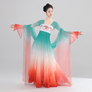 古典舞蹈服装女古风汉唐齐胸裙中国舞身韵纱衣飘逸超仙练功表演服
