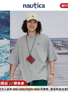 【官方正品】nautica 白帆 日系中性潮流刺绣logo廓形T恤TW2216