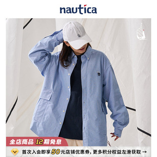 衬衫 日系中性大口袋廓形休闲长袖 nautica白帆 WW4314 官方正品